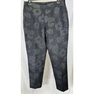 Talbots Black Floral Jaquard Brocade Heritage‎ Fit Pants Sz 6P